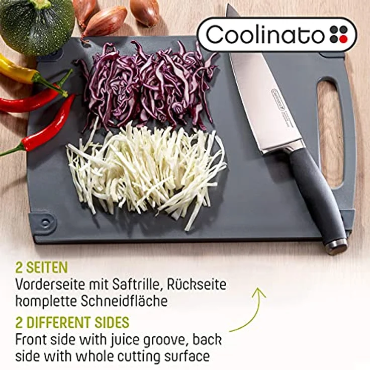 Coolinato Schneidebrett 3er Set in unterschiedlicher Größe mit Saftrille - Antibakterielle Schneidbretter, Hygienische Trennung von Lebensmitteln – Bild 3