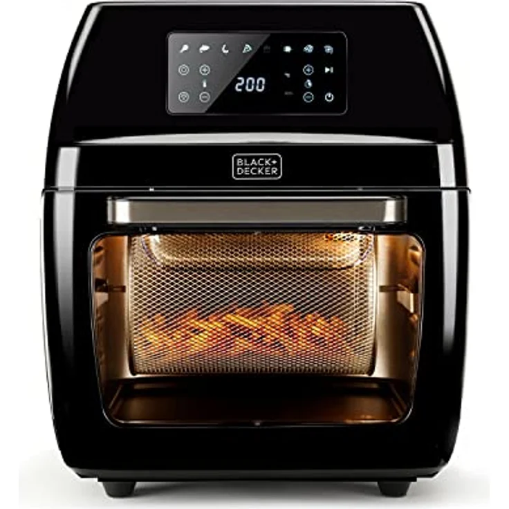 Black + Decker BXAFO1200E Heißluftfritteuse, ohne Öl, 1700 Watt, bis 200 °C, 12 Liter, Schwarz – Bild 2