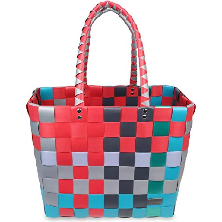 normani Einkaufstasche geflochten mit Henkeln, extra robuste Tragetasche, 20 Liter Volumen, Farbe Classic/Hot and Cold, umweltfreundlich aus 70 % recyceltem Material – Bild 1