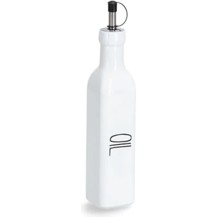 XXXL Ölflasche, Weiß, Glas, 270 ml mit Dosierer, kompakte Größe 5x24.5x5 cm für Essig & Öl