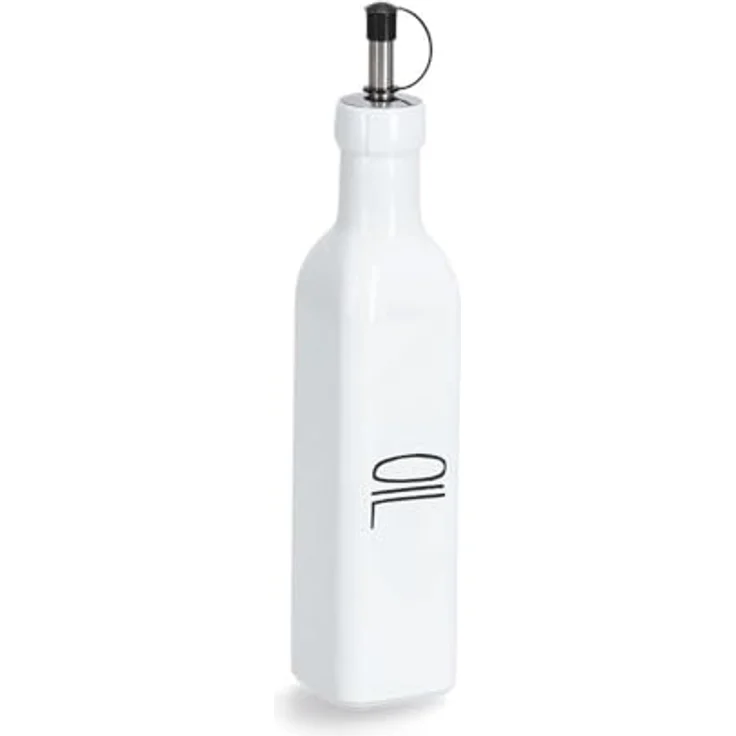 XXXL Ölflasche, Weiß, Glas, 270 ml mit Dosierer, kompakte Größe 5x24.5x5 cm für Essig & Öl – Bild 1