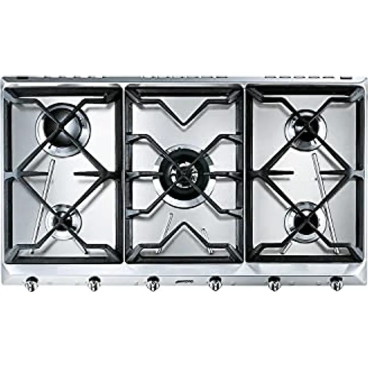 Smeg SRV596GH5, UNIVERSAL-Gaskochfeld, Stainless steel mit 5 Kochzonen und ultraschnellen Brennern