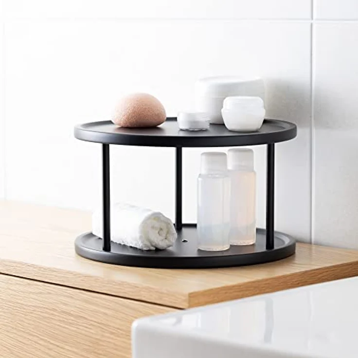 Navaris Drehteller Küche 2 Etagen- Ø26,5cm 360° drehbares Gewürz Öl Regal - Küchen Organizer Teller Karussell - Lazy Susan Drehplatte für Küche in Metall Design – Bild 4