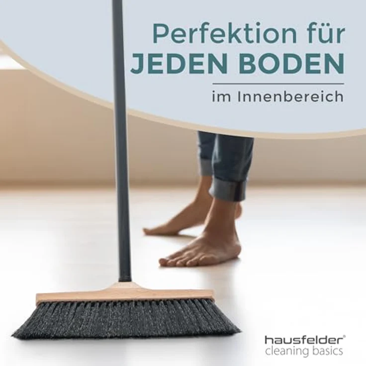 Hausfelder Staubbesen Zimmerbesen mit Stiel, 30 cm Breite, 4-teilig mit Drehgewinde, weiche schwarze Borsten, 2er Set – Bild 5