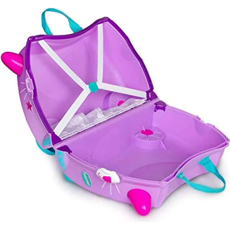 TRUNKI Trunki Handgepäck Und Kinderkoffer zum Draufsitzen | Kinder Risen Geschenk für Mädchen Und Jungen | Trolley Cassie Katze (Lila) – Bild 3