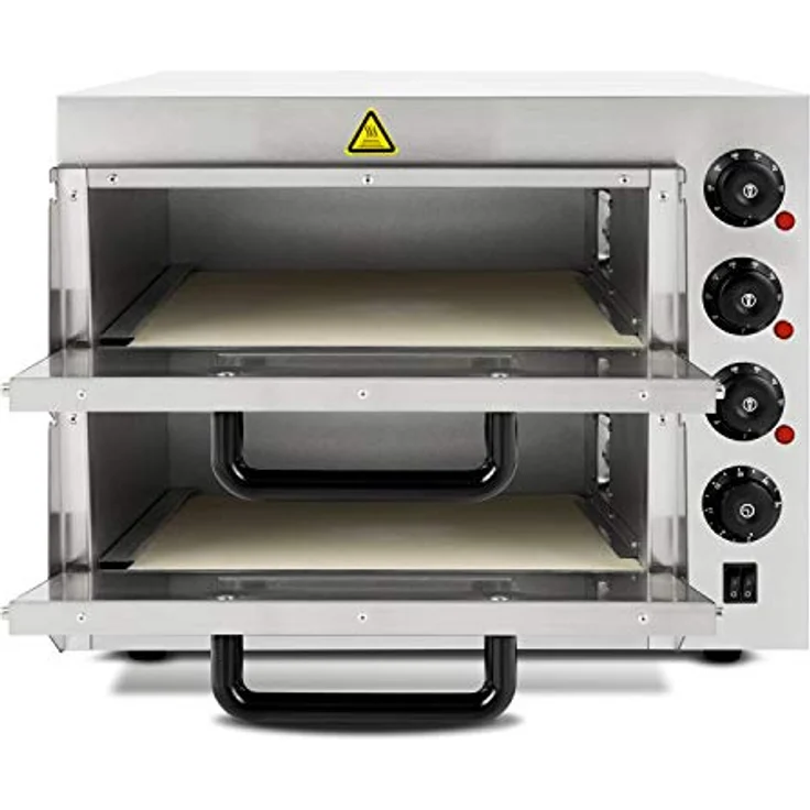 VERTES Gastro Pizzaofen FA6-P02, professioneller Steinofen mit Doppelkammer, 3000W, Temperaturbereich 50-350°C, Timerfunktion und Beleuchtung, Edelstahlgehäuse – Bild 3