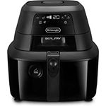 De'Longhi FH2184.BK IDEALFRY Luftfritteuse, Kapazität 1,25 kg, digitales Bedienfeld, 5 voreingestellte Programme, Bullaugen, SHS Double-System, leichtes Braten, maximale Leistung 1400 W, Schwarz
