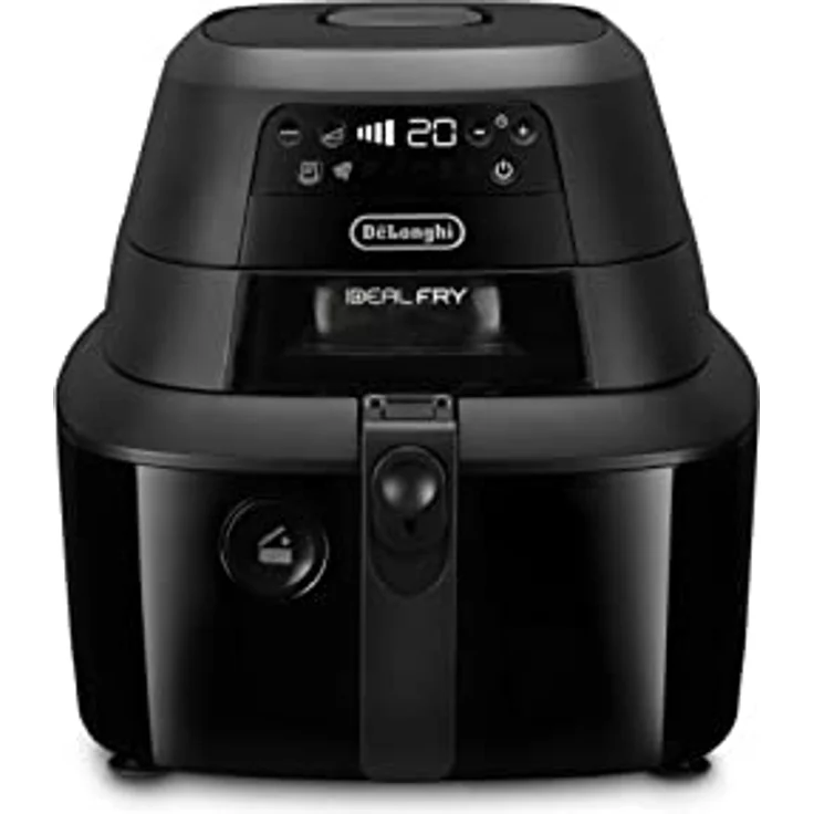 De'Longhi FH2184.BK IDEALFRY Luftfritteuse, Kapazität 1,25 kg, digitales Bedienfeld, 5 voreingestellte Programme, Bullaugen, SHS Double-System, leichtes Braten, maximale Leistung 1400 W, Schwarz – Bild 1
