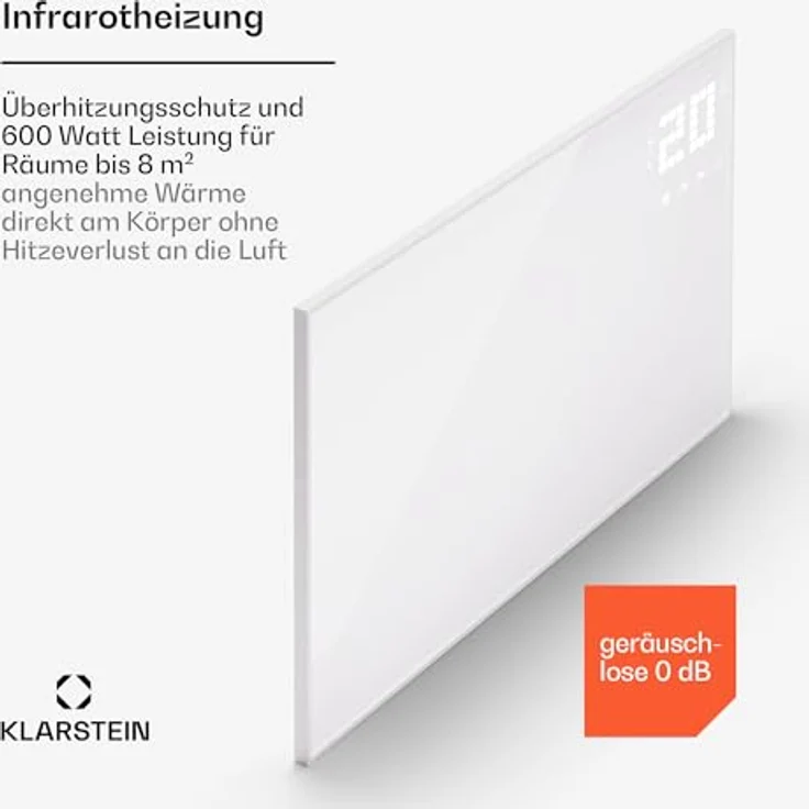 Klarstein Infrarotheizung mit Thermostat, 600W Elektroheizung, Smart Home zur Wandmontage, IR mit App-Steuerung & Erkennung Offener Fenster, Effizienter Feuchtraum Heizkörper – Bild 3