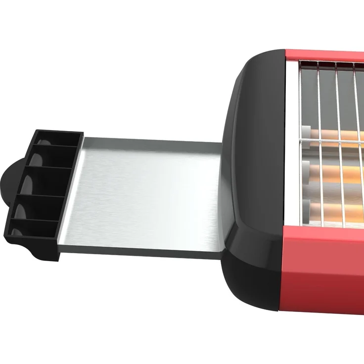 Solac Stillo Red 3, Toaster in Rot mit 700 Watt Leistung, Auftaufunktion und Brötchenaufsatz – Bild 1