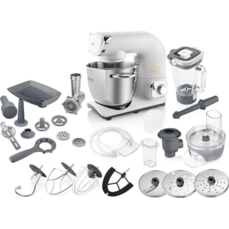 ETA Gratus EVO Max Küchenmaschine I Vollmetall I 5.5 Liter Schüssel I 1500 Watt I Knetmaschine I Rührmaschine I Zubehör Paket inkl. Fleischwolf