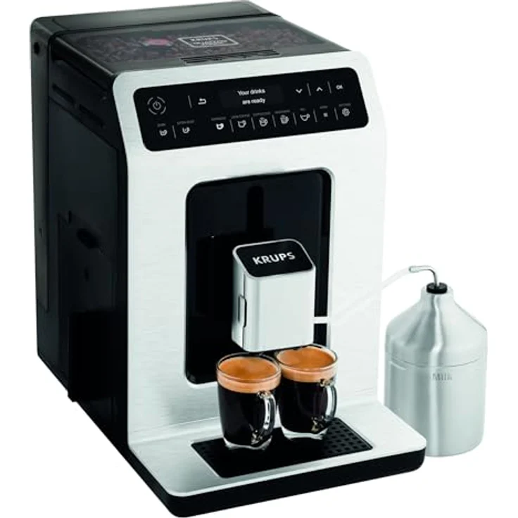 Krups EA891D Evidence Kaffevollautomat, Barista Quattro Force Technologie, 12 Kaffee-Variationen, 3 Tee-Variationen, One-Touch-Cappuccino Funktion metall – Bild 2