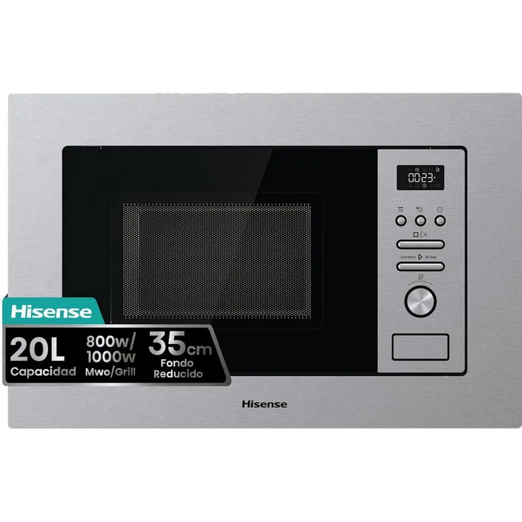 Hisense BIM320G41X, Mikrowelle mit Grill, 800 W und Edelstahlgehäuse, Selbstreinigung