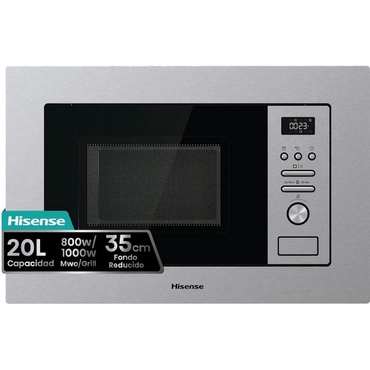 Hisense BIM320G41X, Mikrowelle mit Grill, 800 W und Edelstahlgehäuse, Selbstreinigung