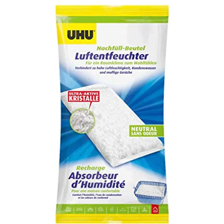 UHU Luftentfeuchter Airmax Nachfüllbeutel, Verhindert Feuchtigkeit und muffige Gerüche in Räumen bis zu 80 m³, 1000 g