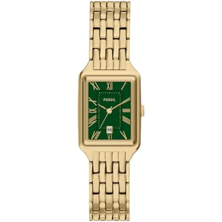 Fossil Raquel Damen 23MM Goldfarbene Edelstahluhr, ES5452 mit grünem Zifferblatt, 3-Zeiger-Quarzwerk, 50m wasserdicht – Bild 1