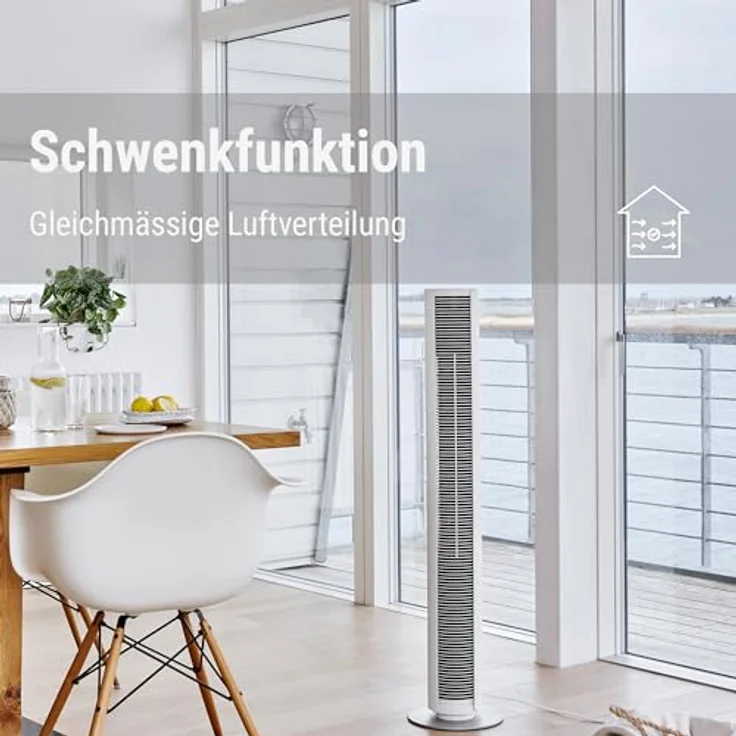 Stadler Form Turmventilator Peter, energieeffizient und leise mit 29 dB(A), 6 Geschwindigkeiten, Fernbedienung, Schwenkfunktion, 7-Stunden-Timer, dimmbare LEDs, schwarz – Bild 2