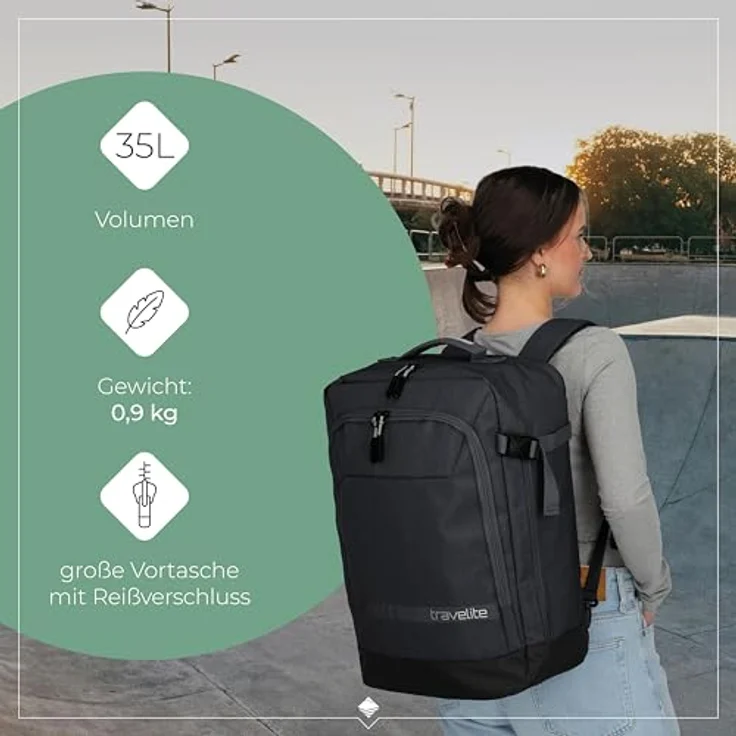 travelite Kick Off Multibag Rucksack 50 cm, schwarz – Bild 4