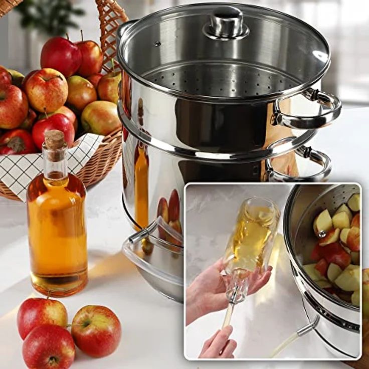 KADAX Dampfentsafter Ruka 8L, Edelstahl mit Glasdeckel, spülmaschinengeeignet, für alle Herdarten, induktionsgeeignet, Silber – Bild 3