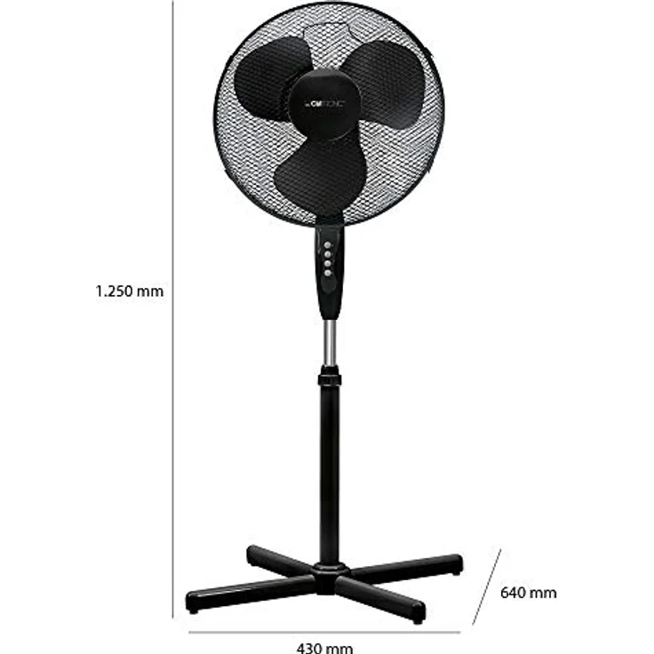 Clatronic VL 3603 S Standventilator 40 cm Durchmesser, oszillierend, 3 Geschwindigkeitsstufen, Neigungswinkel verstellbar, schwarz – Bild 3