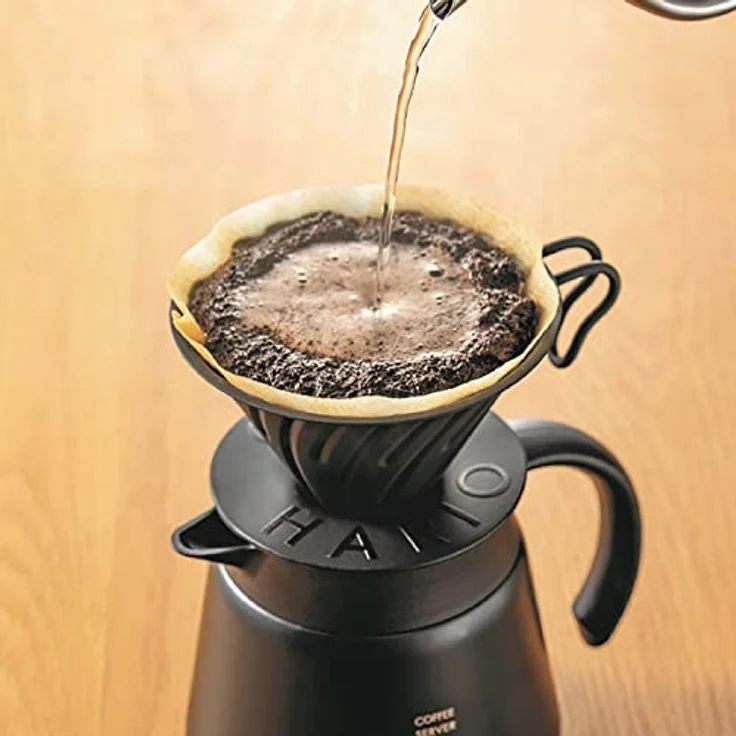 HARIO V60 Metall-Kaffeetropfer, Kaffeefilter mit Kegelform und Spiralrippen, silber – Bild 5