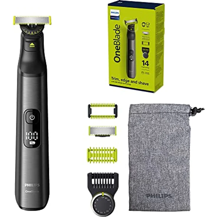 Philips OneBlade Pro 360 Face & Body, Trimmen, Stylen & Rasieren, inkl. 2 Originalklingen, Präzisionsaufsatz, und 2 Trimm-Aufsätzen (Modell QP6551/30) – Bild 1