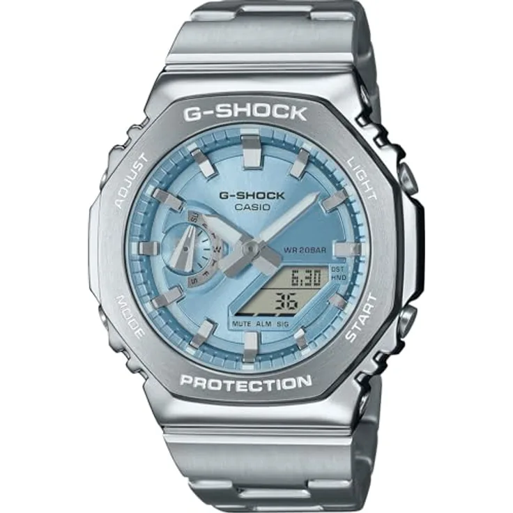 Casio G-Shock GM-2110D-2AER Classic Herrenuhr mit 24 Stunden Anzeige und Stoppuhr, blau