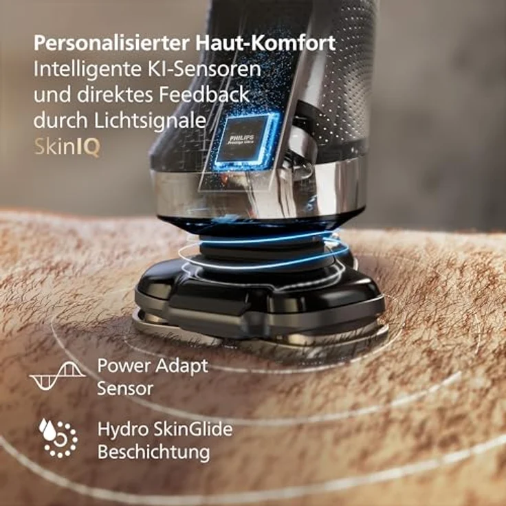 Philips X9000/10 Elektrorasierer i9000, Triple Action Lift & Cut-System, Dual SteelPrecision Klingen, tiefschwarz, Nass- und Trockenrasur – Bild 6