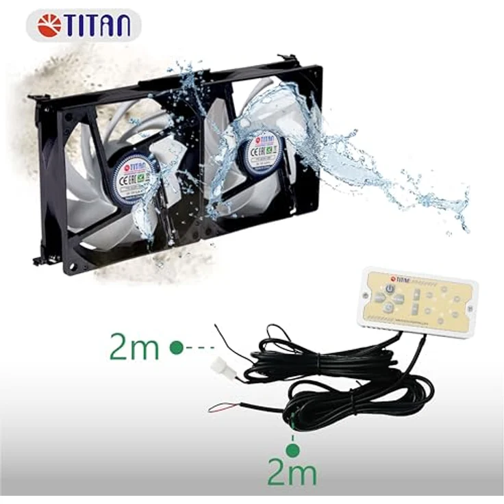 Titan TTC-SC22(C)/V2+ Kühlschrank-Doppellüfter, 140x25mm IP55 für Campingfahrzeuge mit Gleichrichter, leistungsstarker Ventilator – Bild 9