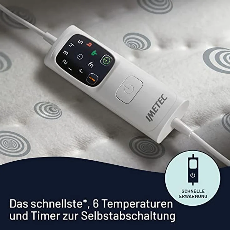 Imetec Scaldasonno Adapto, Wärmeunterbett für franz. Bett, 150x120 cm, geringer Verbrauch, patent. Technologie, schnelle Erwärmung, person. Temp., 100 % Baumwolle, Made in Italy, Steuerung mit 6 Temp – Bild 4