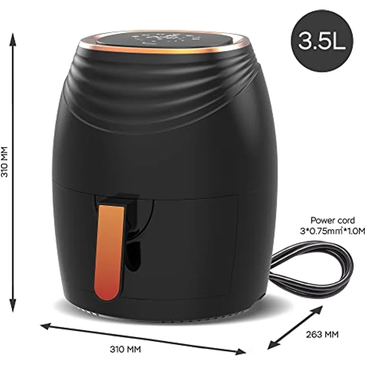 TurboTronic by Z-Line Heißluftfritteuse 3,5 Liter, 7 Programme, Fritteuse Fettfrei ohne Öl, Power 1200 W, Camping Retro digital Airfryer AF11D, blau – Bild 3