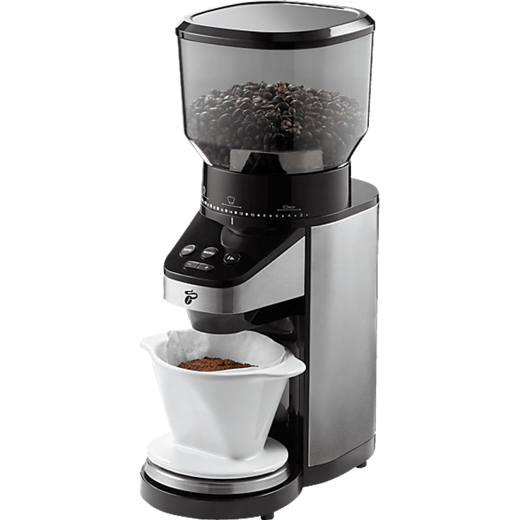 TCHIBO Elektrische Kaffeemühle, Kegelmahlwerk mit 26 Mahlgradeinstellungen, Silber/Schwarz, 400 g Bohnenbehälter