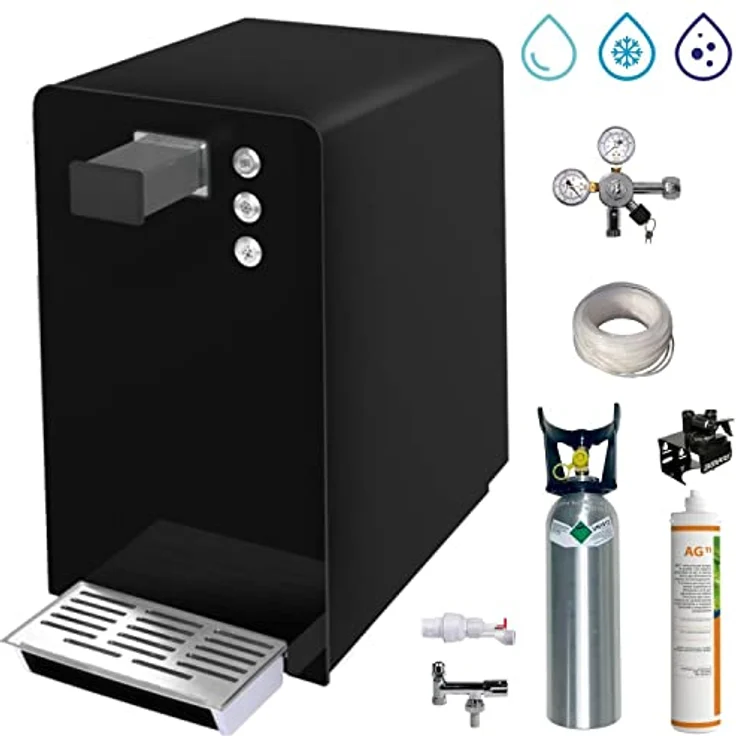 BieTal® Wassersprudler BT-30 SetTafelwasseranlage mit Kühlung Sprudelwasser Trinkwasser Wasserspender 30 L/h - schwarz mit Filter – Bild 2