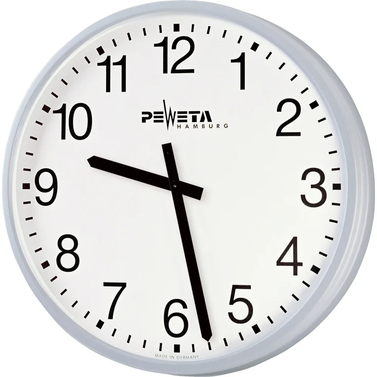 Peweta Grossraum-Wanduhr ø 52 cm, Batteriebetrieb, Aluminiumgehäuse, Weissaluminium