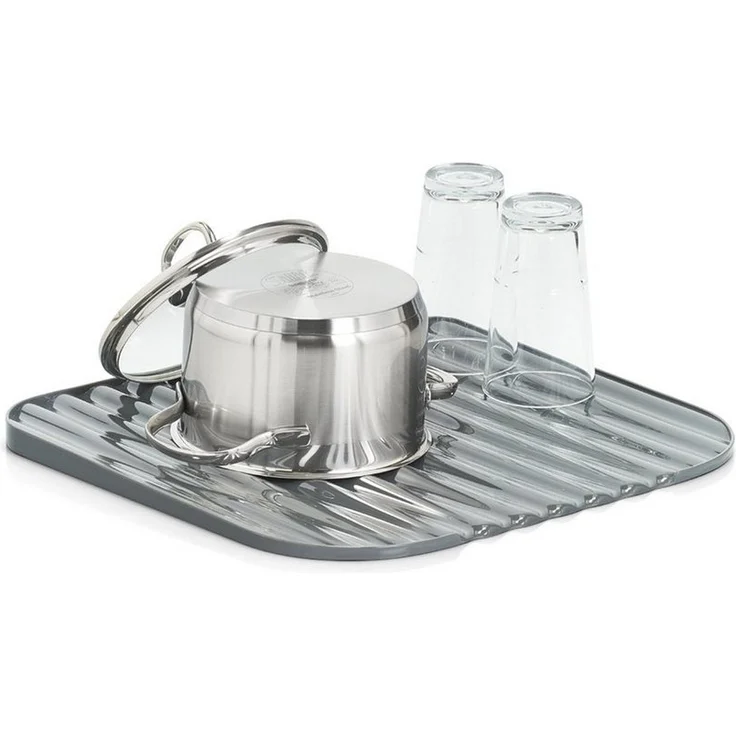 Zeller Present Trockenständer Geschirrabstropfunterlage mit Wasserablaufrillen, Zeller Present Geschirrabstropfunterlage mit Wasserablaufrillen, praktische Abtropfunterlage in Schwarz. – Bild 1