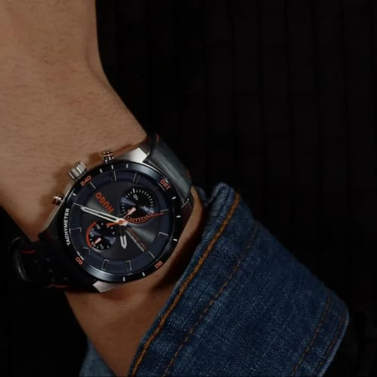 "HUGO Multifunktionsuhr #FAST 1530371, Herrenuhr mit blauem Zifferblatt und Lederarmband" – Bild 5