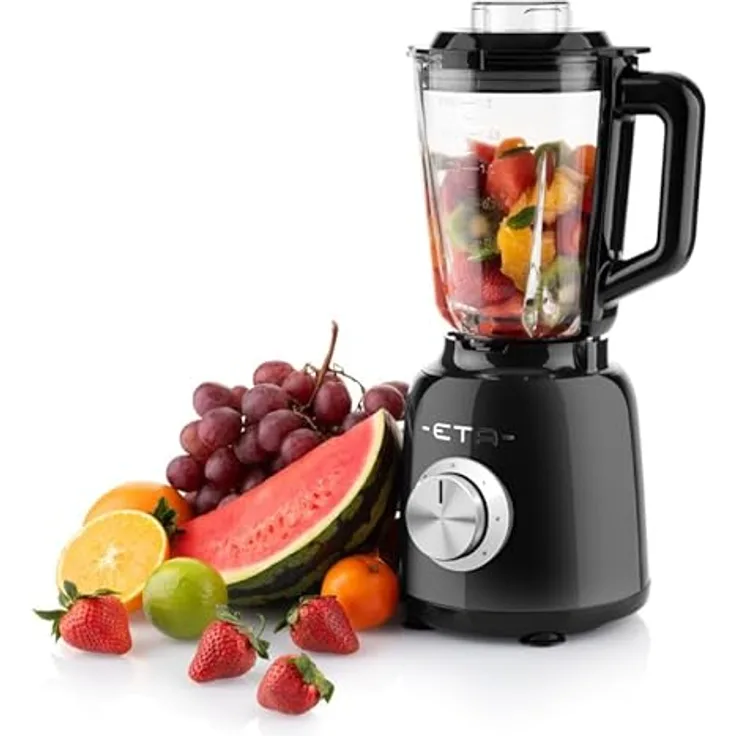 ETA Standmixer Storio I 1 200 Watt | 3 Geschwindigkeiten | 26.000 Umdrehungen/min | Pulsfunktion | 1,5 Liter Gla Behälter | BlendeX Messer | Schwarz