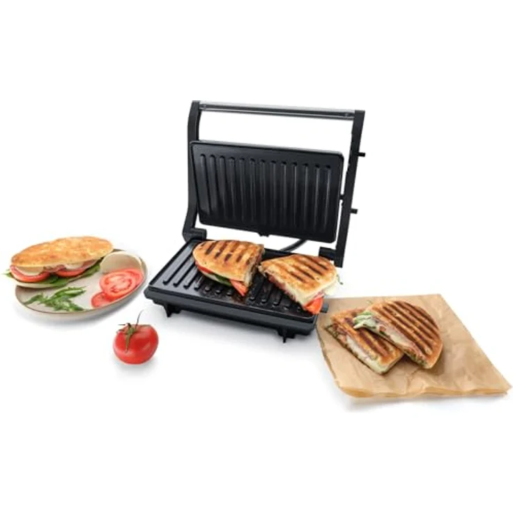 Steba FG 10 GRILLINO, Kontaktgrill mit 1000 W, klappbar, PFAS-freie keramikbeschichtete Grillplatten, schwarz – Bild 9