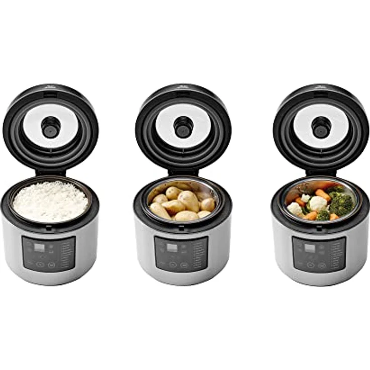 Solis Rice & Potato Cooker 8161 - Kartoffel- und Reiskocher - Dampfgarer mit Timerfunktion - 7 Programme - Aufwärmfunktion - 5 Liter Fassungsvermögen - Silber – Bild 2