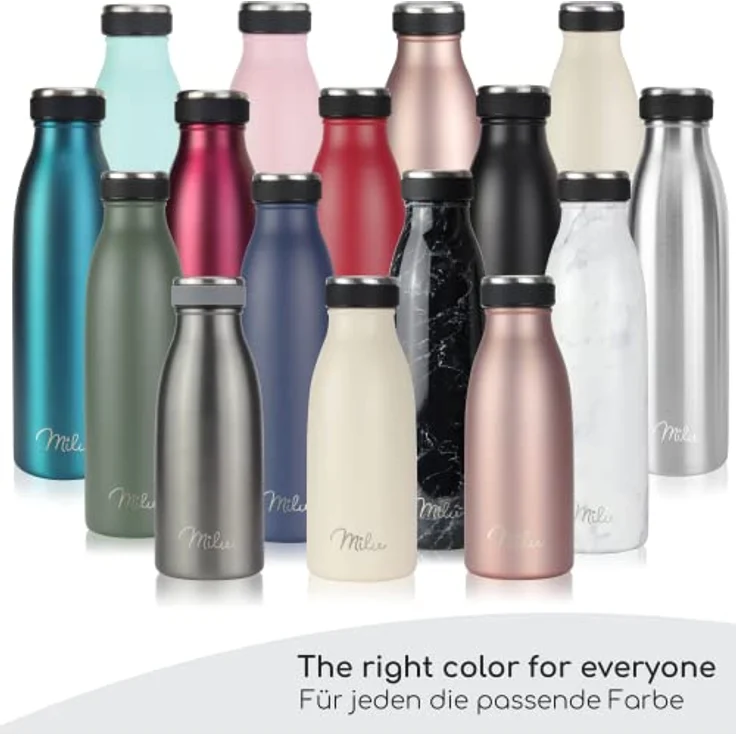 Milu Edelstahl Trinkflasche 350ml 500ml 750ml 1L, 1,5L Thermosflasche, Isolierte Wasserflasche, Auslaufsichere Isolierflasche doppelwandig, Kohlensäure geeignet – inkl. Reinigungsbürste (Rot,750ml) – Bild 5