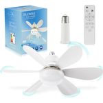 OKYUK Deckenventilator mit Beleuchtung, dimmbare Farbtemperatur, E26/E27-Sockel, 48 cm, fernbedienbar, leise, Weiß