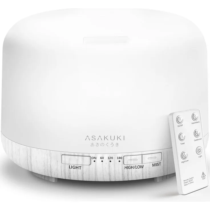 Asakuki Luftbefeuchter Rock 100-DF001, 0,5 l Wassertank für Räume bis 25 m², Weiß