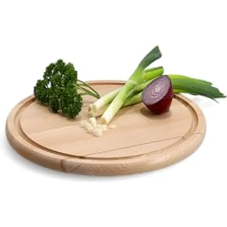 ZELLER PRESENT SCHÖNER LEBEN. PRAKTISCH WOHNEN. Vesperteller Buche hohe Schnittfestigkeit, Saftrille, Ø 31 x H 1.5 cm – Bild 3