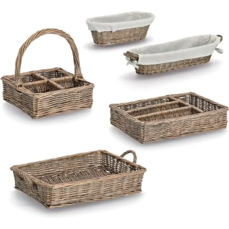 ZELLER Weidenbrotkorb, Beige, 33 x 14 x 10 cm, stilvolles Küchenzubehör aus Naturmaterialien – Bild 4
