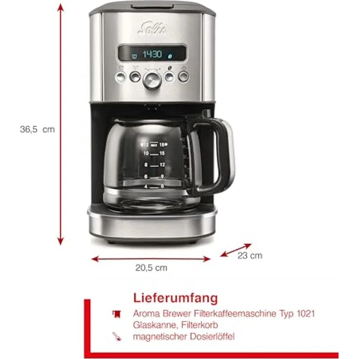 SOLIS OF SWITZERLAND Filterkaffeemaschine Aroma Brew Typ 1021, 1,8l Kaffeekanne, Timer, Warmhaltefunktion, Edelstahl – Bild 7