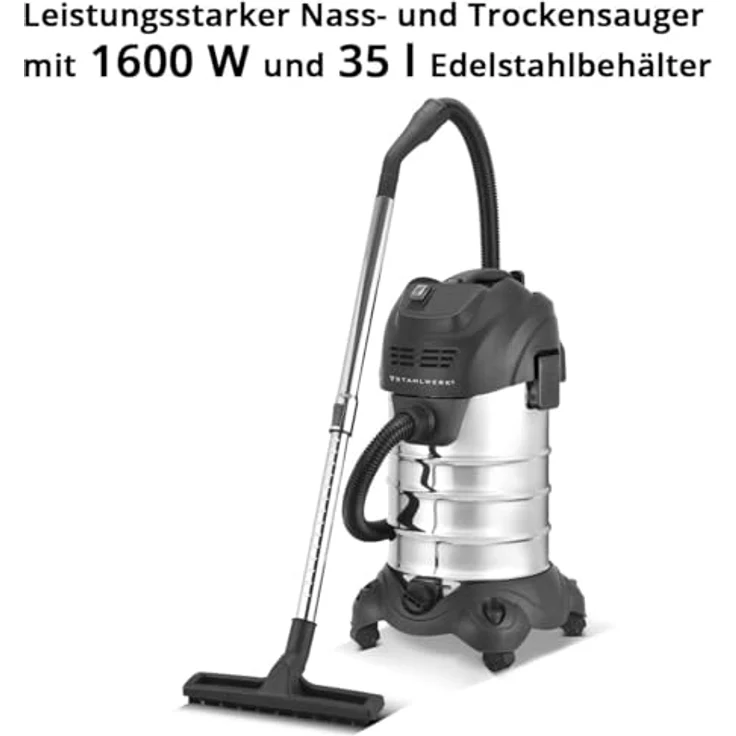 STAHLWERK VCL-1600 ST, Nass- und Trockensauger mit 1600 W, 35 l Edelstahlbehälter, Blasfunktion und Sicherheitsabschaltung, umfangreiches Zubehörpaket – Bild 3