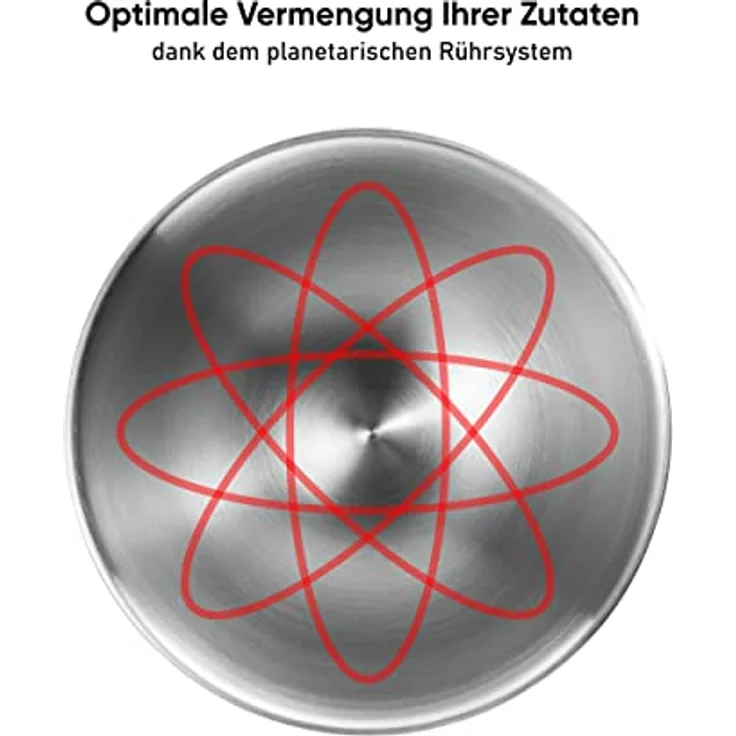 HEINRICHS Küchenmaschine Knetmaschine Teigmaschine Rührmaschine 1500W Küchengerät Rührbesen Knethaken Schneebesen 6 einstellbare Geschwindigkeiten XXL 8L Edelstahlschüssel geräuscharm ((Silber) – Bild 5