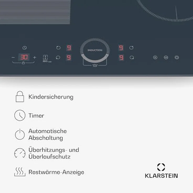 Klarstein Delicatessa 60 Induktionskochfeld - 4-Zonen-Einbaukochfeld, 7.000 W mit Booster, Flexizone und Kindersicherung, Anthrazit, 59-cm-Glaskeramikoberfläche – Bild 7
