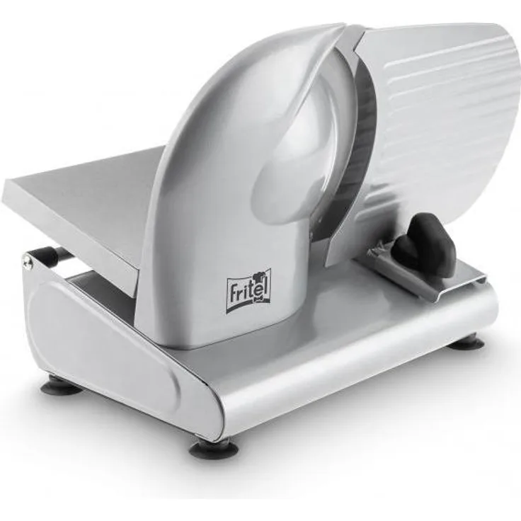 Fritel Snijmachine Twin Slicer SL3855, Allesschneider mit gekipptem Schlitten und glattem Messer, Silber