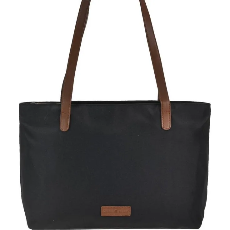 Greenburry Shopper "Diana" Nylon Schultertasche 40x25cm, leicht, kompakt, praktisch, lange Gurte, schwarz